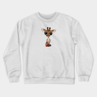 Cute Baby Giraffe Playing With Basketball Crewneck Sweatshirt